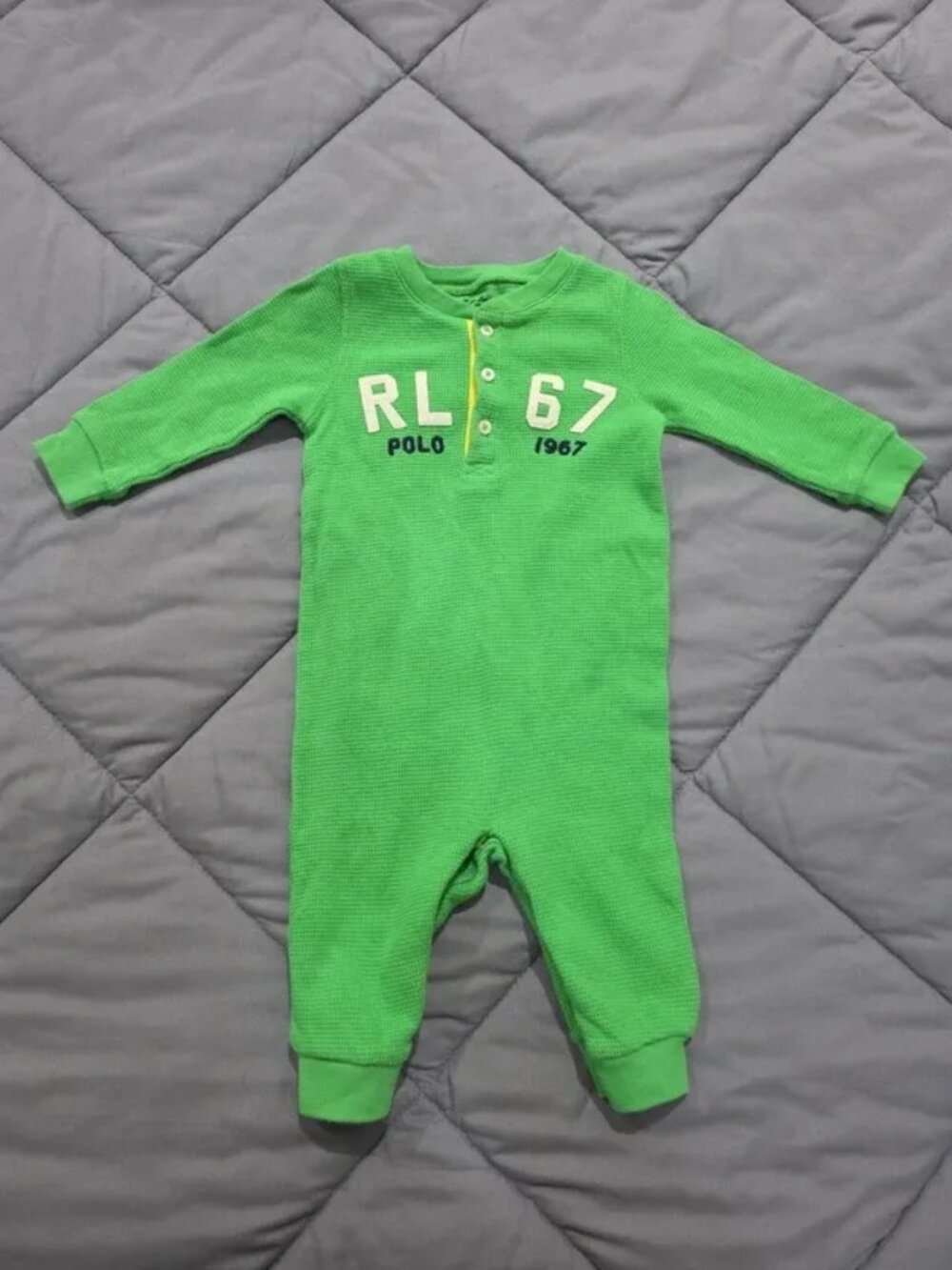 Ralph Lauren Neon Green size 6M Waffle Knit Cotton Coverall